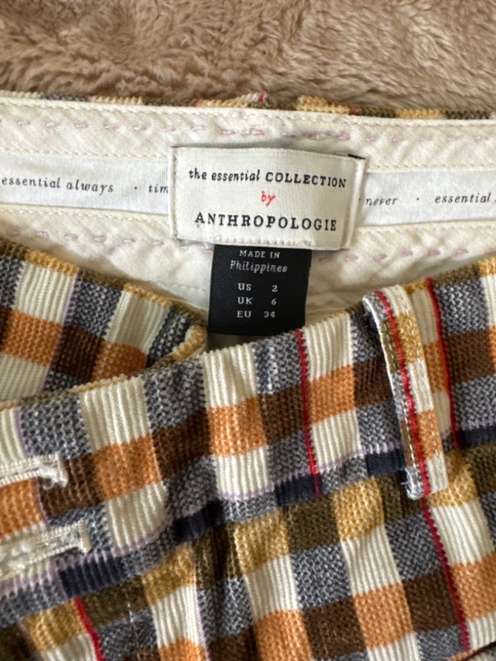Anthropologie Plaid Trousers Size 2